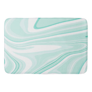 Retro Swirl Liquid Aqua Green Painting Aesthetic Bath Mat