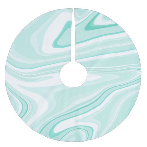 Retro Swirl Liquid Aqua Green Painting Aesthetic Brushed Polyester Tree Skirt