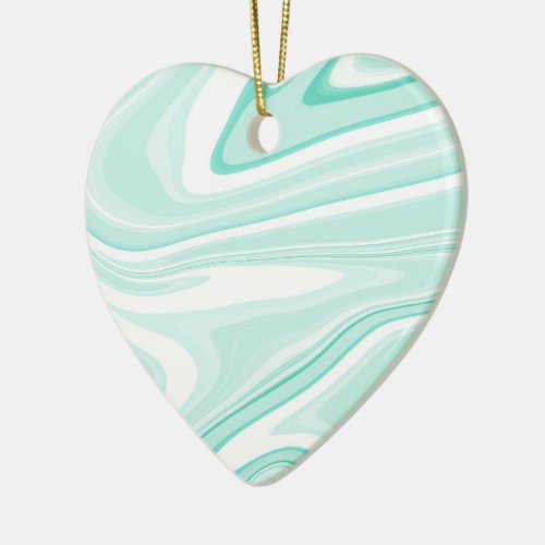 Retro Swirl Liquid Aqua Green Painting Aesthetic Ceramic Ornament