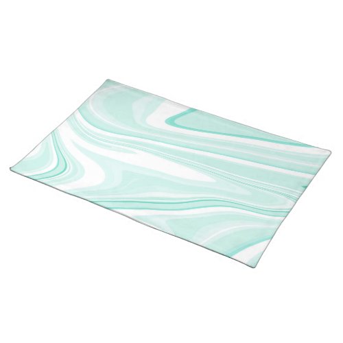 Retro Swirl Liquid Aqua Green Painting Aesthetic Cloth Placemat