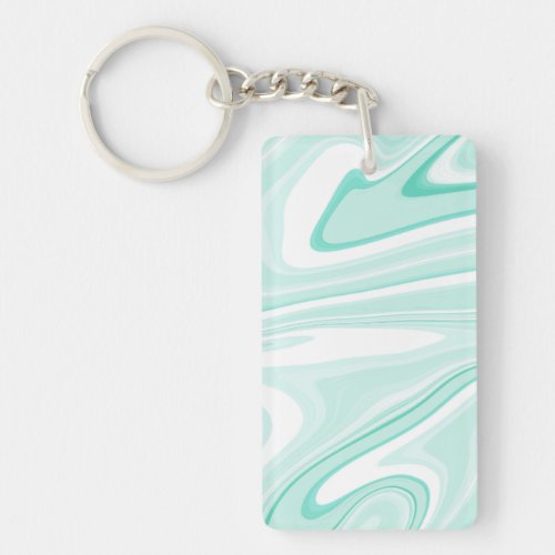 Retro Swirl Liquid Aqua Green Painting Aesthetic Keychain