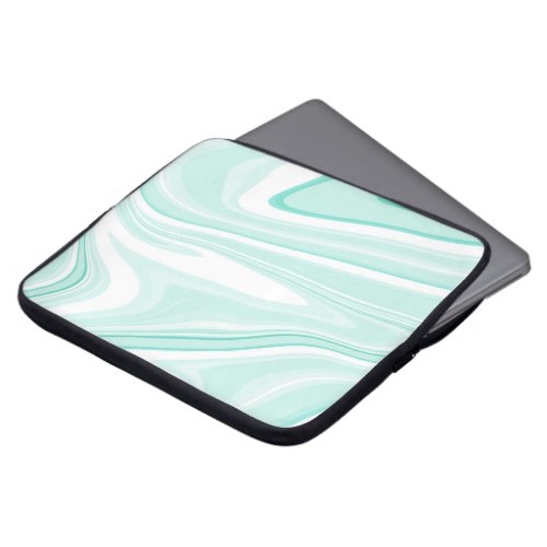 Retro Swirl Liquid Aqua Green Painting Aesthetic Laptop Sleeve