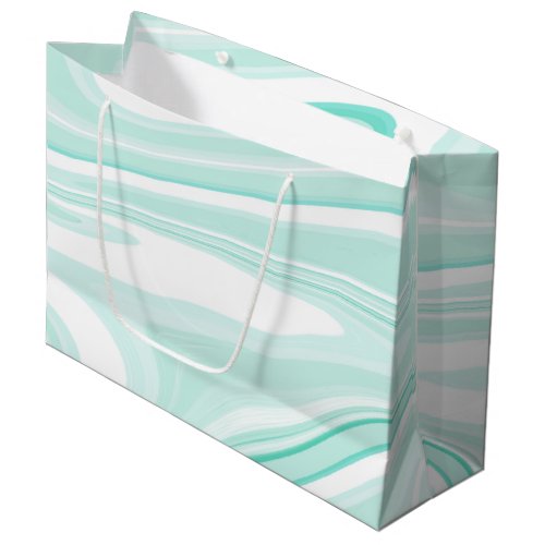 Retro Swirl Liquid Aqua Green Painting Aesthetic Large Gift Bag