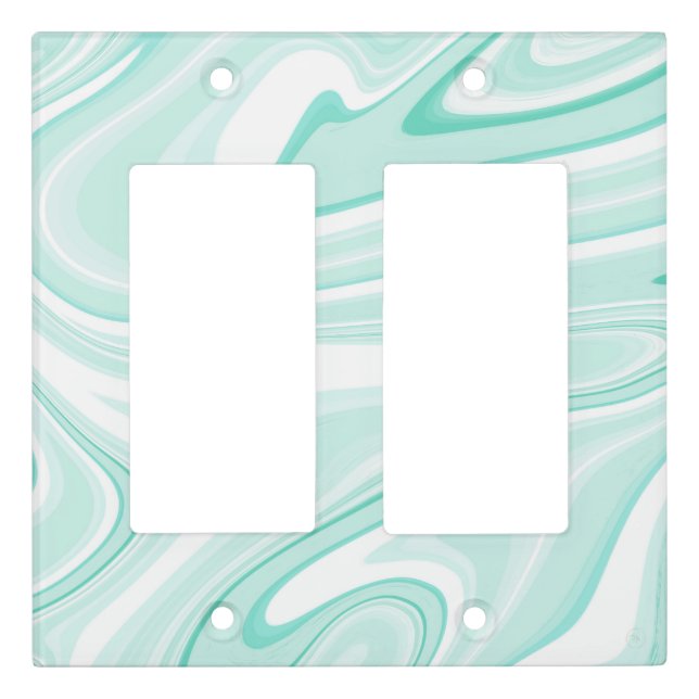 Retro Swirl Liquid Aqua Green Painting Aesthetic Light Switch Cover (Front)