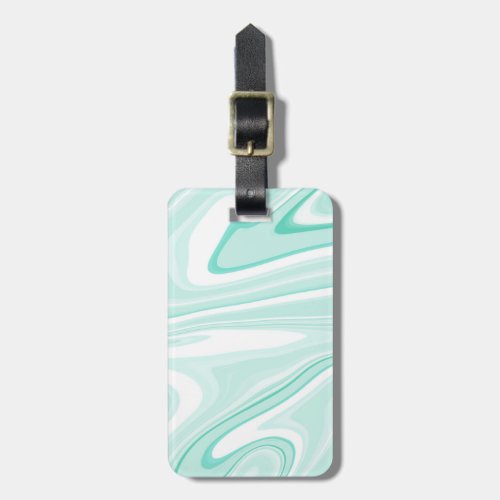 Retro Swirl Liquid Aqua Green Painting Aesthetic Luggage Tag