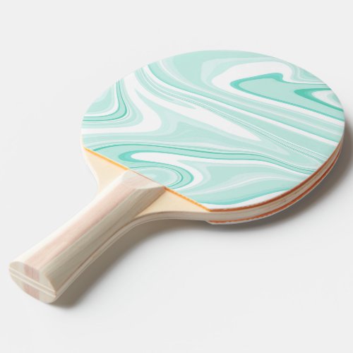 Retro Swirl Liquid Aqua Green Painting Aesthetic Ping Pong Paddle