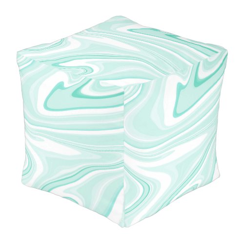 Retro Swirl Liquid Aqua Green Painting Aesthetic Pouf