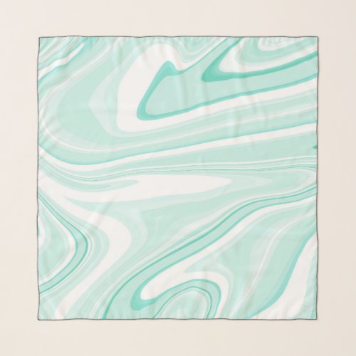 Retro Swirl Liquid Aqua Green Painting Aesthetic Scarf