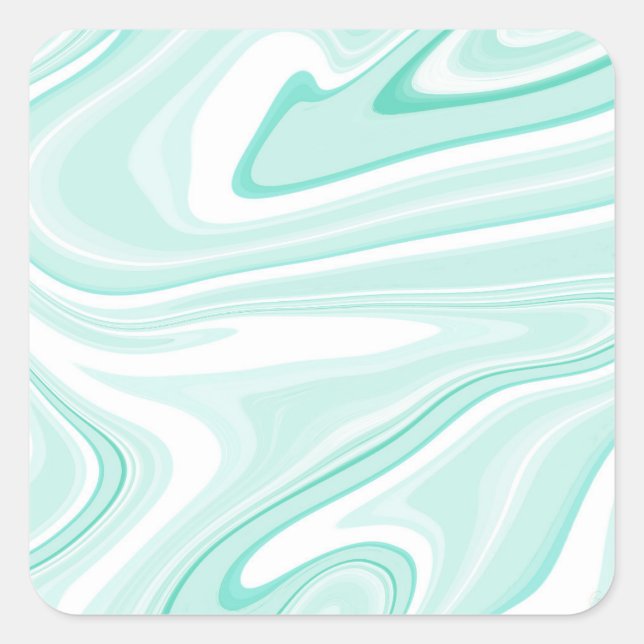 Retro Swirl Liquid Aqua Green Painting Aesthetic Square Sticker (Front)