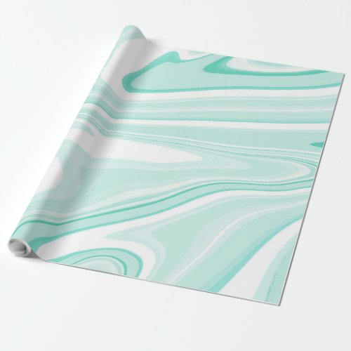 Retro Swirl Liquid Aqua Green Painting Aesthetic Wrapping Paper