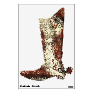 Retro Swirl Musical Cowboy Boot Wall Decal