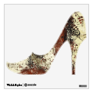 Retro Swirl Musical High Heel Stiletto Wall Decal