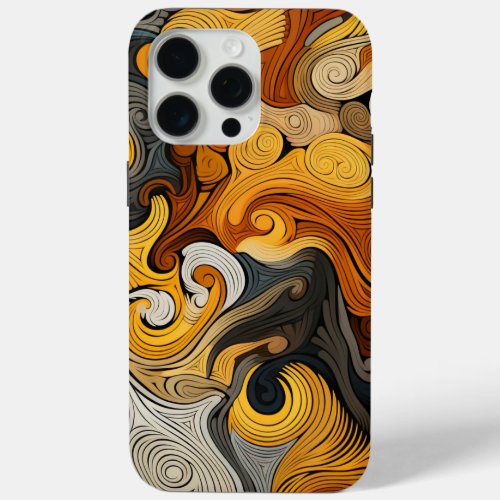 Retro Swirl Patterned Colourful Digital Print iPhone 15 Pro Max Case