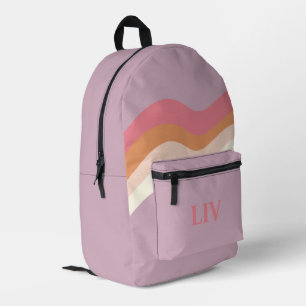 Retro Swirl Pink Purple Printed Backpack
