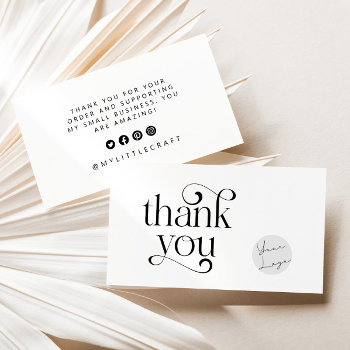 Retro Swirl Thank You For Shopping Small Branding Business Card by NamiBear at Zazzle