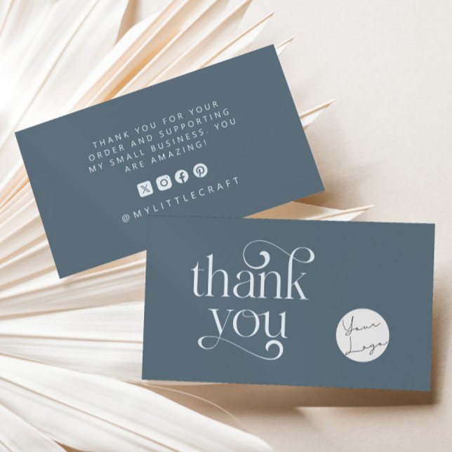 Retro Swirl Thanks For Shopping Small Steel Blue Business Card (Creator Uploaded)