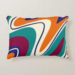 Retro Swirls - Classic 70s Style Accent Pillow
