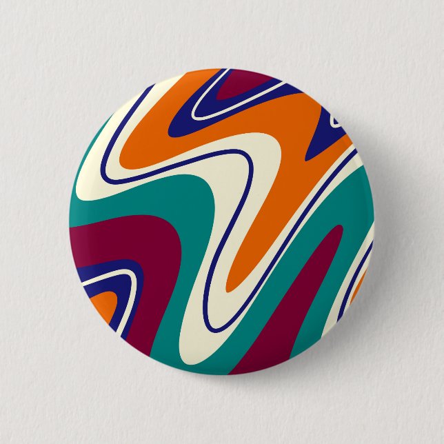 Retro Swirls - Classic 70s Style Button (Front)