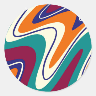 Retro Swirls - Classic 70s Style Round Sticker