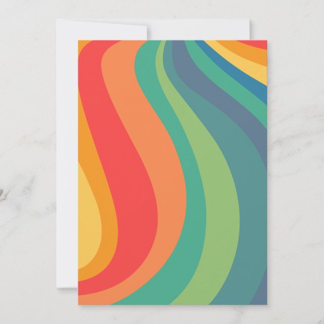 Retro swirls colorful 60s invitation (Front)