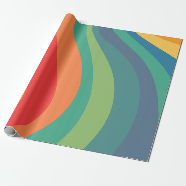 Retro swirls colorful 60s wrapping paper (Unrolled)