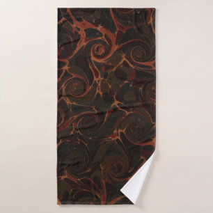 Retro Swirls Dark Brown Bath Towel