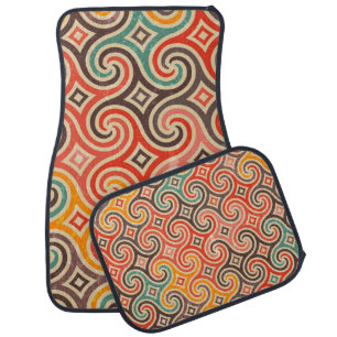 Retro swirls illustration pattern car floor mat