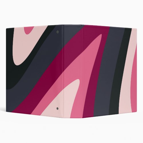 Retro swirls _ pink charcoal 3 ring binder
