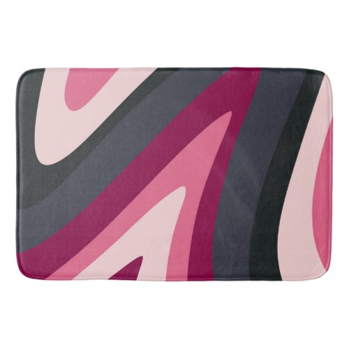 Retro swirls _ pink charcoal  bath mat