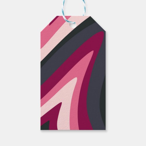 Retro swirls _ pink charcoal gift tags