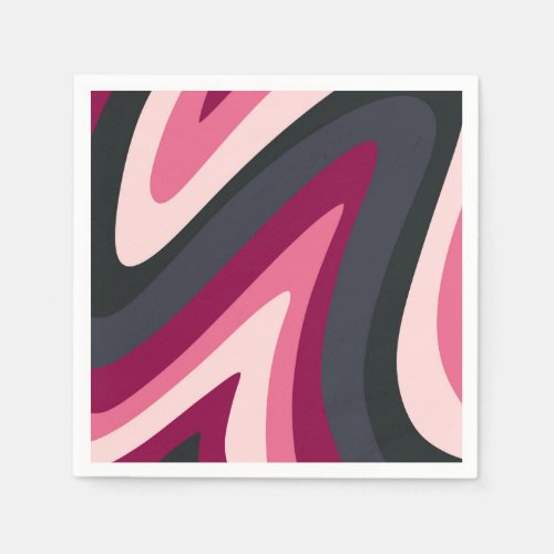 Retro swirls _ pink charcoal napkins