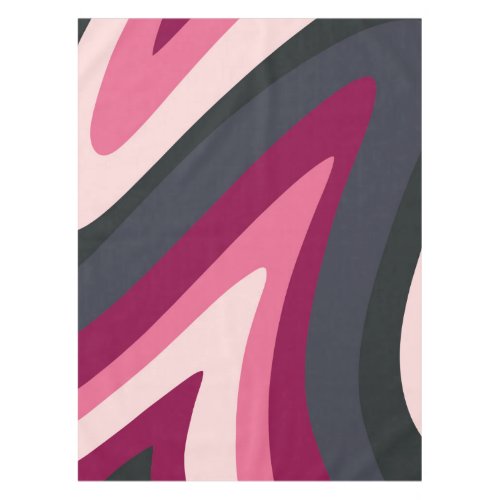Retro swirls _ pink charcoal tablecloth
