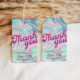Retro Swirls Pinks & Greens Thank You Favor Gift Tags