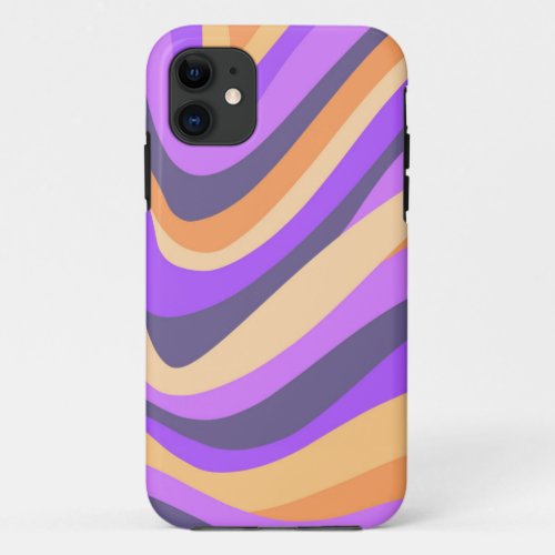 Retro swirls _ purple  orange iPhone 11 case