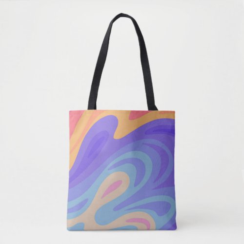 Retro swirls _ purple  orange tote bag