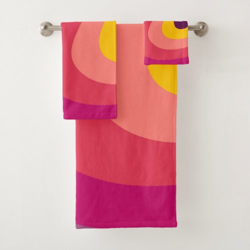 Retro swirls _ sunset  bath towel set