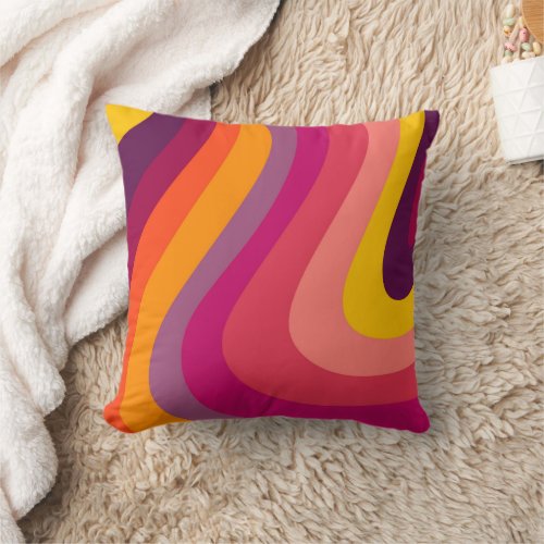 Retro swirls _ sunset  throw pillow