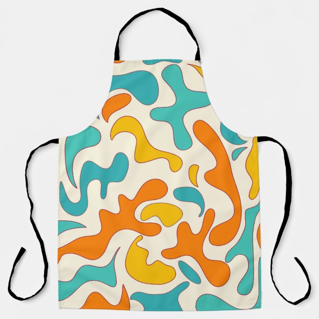 Retro Swirls: Vintage Floral Pattern Apron (Front)