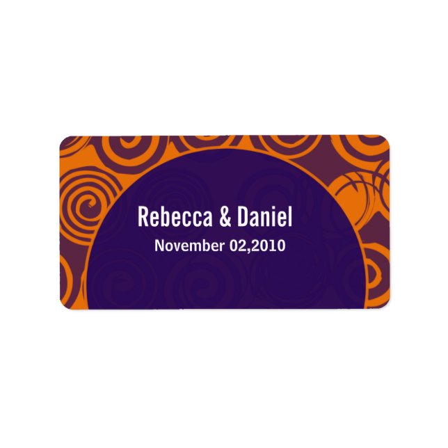 Retro Swirls Wedding Favor Labels (Front)