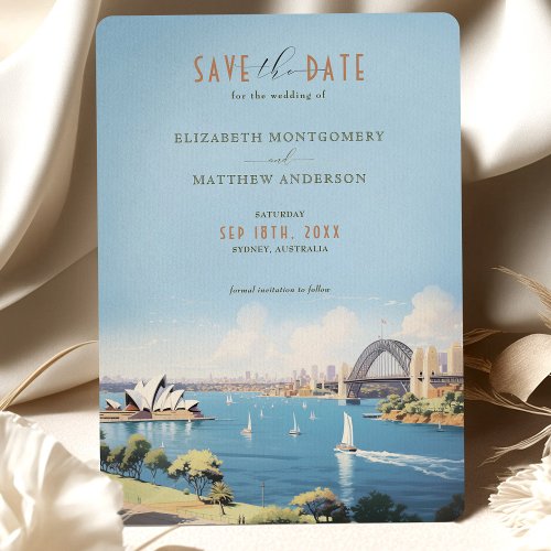Retro Sydney Australia Travel Save_the_Date Invitation