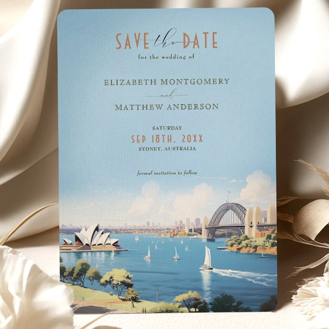 Retro Sydney Australia Travel Save-the-Date Invitation (Creator Uploaded)