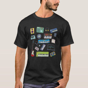 Retro Synthesizer Guitar Music Producer T Shirt