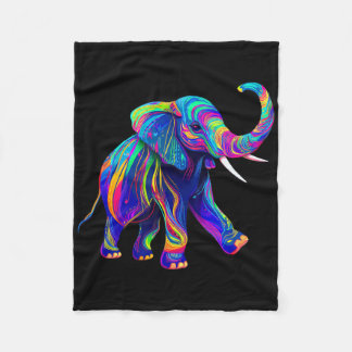 Retro Synthwave 80s 90s Elephant Trunk Up Chakra Y Fleece Blanket
