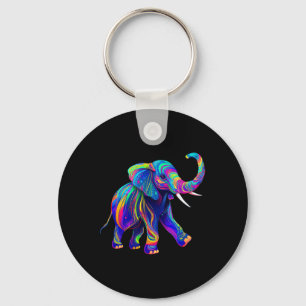 Retro Synthwave 80s 90s Elephant Trunk Up Chakra Y Keychain