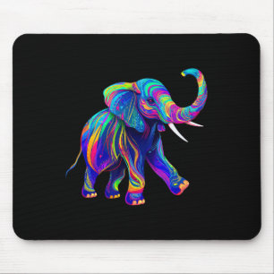 Retro Synthwave 80s 90s Elephant Trunk Up Chakra Y Mouse Pad