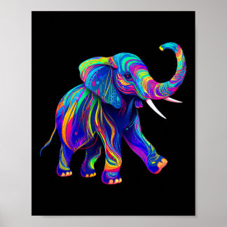 Retro Synthwave 80s 90s Elephant Trunk Up Chakra Y Poster