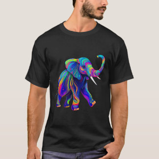 Retro Synthwave 80s 90s Elephant Trunk Up Chakra Y T-Shirt