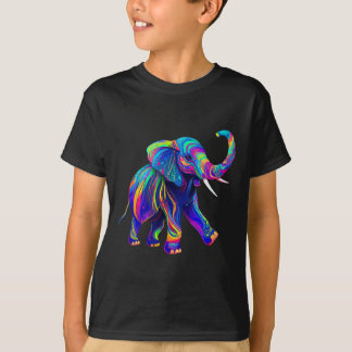 Retro Synthwave 80s 90s Elephant Trunk Up Chakra Y T-Shirt