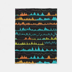 Retro Synthwave Abstract Sound Wave Pattern Fleece Blanket