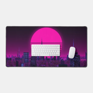 Retro Synthwave Cyberpunk City Neon Gaming Desk Ma Mat